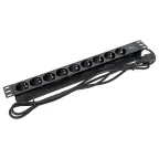 Блок розеток PDU TERACOM PRO 19' 1U 10А/250В 9 роз. Schuko шнур 2 м 3x1.5 мм2 вилка C14 корпус пластик черный