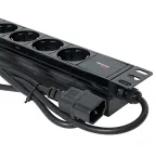 Блок розеток PDU TERACOM PRO 19' 1U 10А/250В 9 роз. Schuko шнур 2 м 3x1.5 мм2 вилка C14 корпус пластик черный