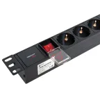 Блок розеток PDU TERACOM PRO 19' 1U 10А/250В 7 роз. Schuko с выключателем без шнура питания вх. разъем C14 корпус алюминий черный