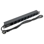 Блок розеток PDU TERACOM PRO 19' 1U 16А/250В 9 роз. Schuko шнур 2 м 3x1.5 мм2 вилка Schuko корпус алюминий черный