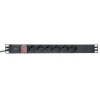 Блок розеток PDU TERACOM 19' 1U 16А/250В 6 роз. Schuko с выключателем шнур 2 м 3x1.5 мм2 вилка Schuko корпус пластик черный