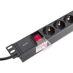 Блок розеток PDU TERACOM 19' 1U 16А/250В 6 роз. Schuko с выключателем шнур 2 м 3x1.5 мм2 вилка Schuko корпус пластик черный