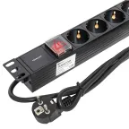 Блок розеток PDU TERACOM 19' 1U 16А/250В 6 роз. Schuko с выключателем шнур 2 м 3x1.5 мм2 вилка Schuko корпус пластик черный