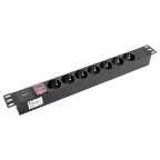 Блок розеток PDU TERACOM PRO 19' 1U 10А/250В 7 роз. Schuko с выключателем без шнура питания вх. разъем C14 корпус алюминий черный