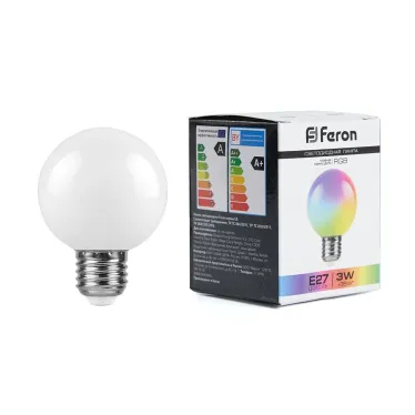 Лампа светодиодная LED 3вт Е27 RGB плавная смена цвета шар G60
