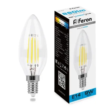 Лампа светодиодная LED 9вт Е14 дневной свеча FILAMENT