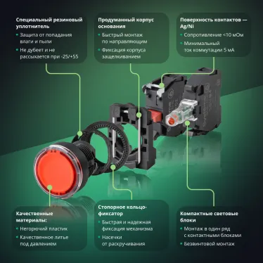 Лампа сигнальная SB5 в сборе модульная 22 мм синяя 230-240В АС