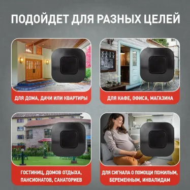 Звонок дверной BIONIC Black беспроводной, черный, 6 мелодий
