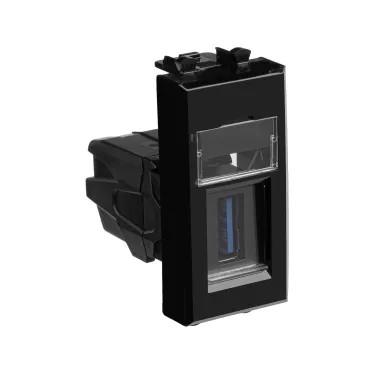 Avanti USB 3.0 розетка ''Черный квадрат'' модульная, тип А-А, 1 модульная