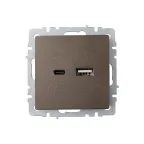 BRITE Розетка USB A+C 18Вт РЮ11-1-БрТБ темная бронза