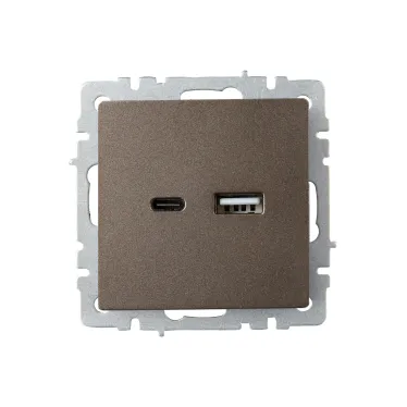 BRITE Розетка USB A+C 18Вт РЮ11-1-БрТБ темная бронза