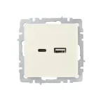 BRITE Розетка USB A+C 18Вт РЮ11-1-БрКр бежевый