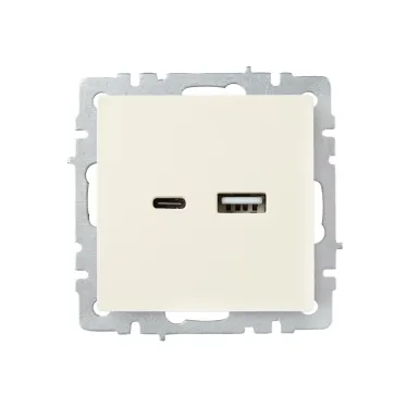 BRITE Розетка USB A+C 18Вт РЮ11-1-БрКр бежевый