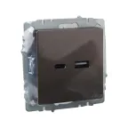 BRITE Розетка USB A+C 18Вт РЮ11-1-БрТБ темная бронза