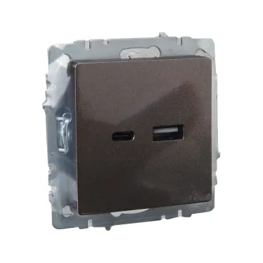 BRITE Розетка USB A+C 18Вт РЮ11-1-БрТБ темная бронза