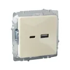 BRITE Розетка USB A+C 18Вт РЮ11-1-БрКр бежевый