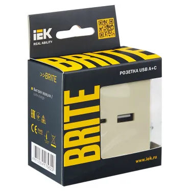 BRITE Розетка USB A+C 18Вт РЮ11-1-БрКр бежевый
