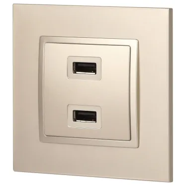 Устройство зарядное USB, 5В-2100мА, Эра Elegance, шампань, 14-4110-04