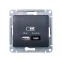 GLOSSA USB РОЗЕТКА A + тип-C 45W высокоскор.заряд. QC, PD, механизм, АНТРАЦИТ