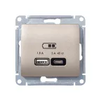 GLOSSA USB РОЗЕТКА A + тип-C 45W высокоскор.заряд. QC, PD, механизм, ТИТАН