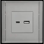 FORTE@PIANO Розетка USB A+C 3,1А FP550 сталь IEK
