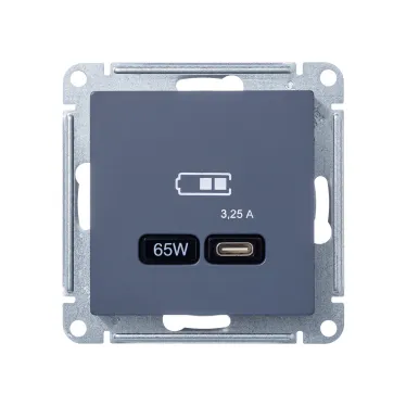 ATLASDESIGN USB РОЗЕТКА тип-C 65W высокоскор.заряд. QC, PD, механизм, ГРИФЕЛЬ