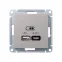 ATLASDESIGN USB РОЗЕТКА A + тип-C 45W высокоскор.заряд. QC,PD, механизм, ШАМПАНЬ