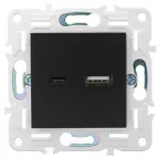 SKANDY Розетка USB A+C 18Вт SK-R13Bl черный IEK