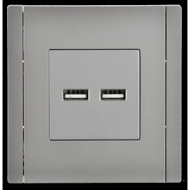 FORTE@PIANO Розетка USB A+A 3,1А FP549 сталь IEK