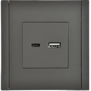 FORTE@PIANO Розетка USB A+C 18Вт FP351 серый IEK