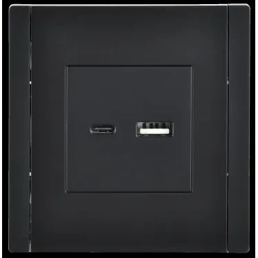FORTE@PIANO Розетка USB A+C 3,1А FP150 черный IEK