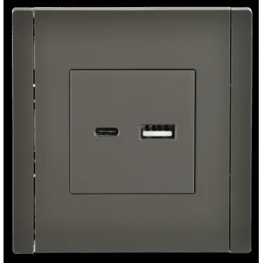 FORTE@PIANO Розетка USB A+C 3,1А FP350 серый IEK