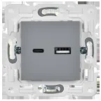 SKANDY Розетка USB A+C 3,1А SK-R14Gr серый IEK