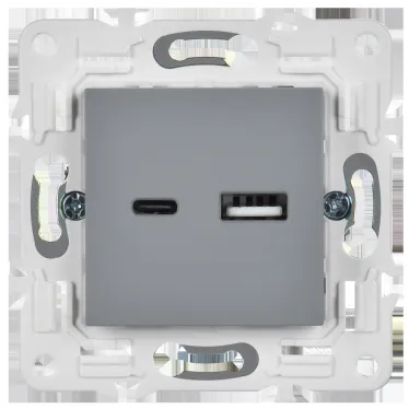 SKANDY Розетка USB A+C 3,1А SK-R14Gr серый IEK
