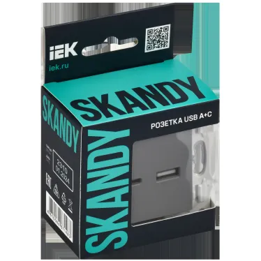 SKANDY Розетка USB A+C 3,1А SK-R14Gr серый IEK