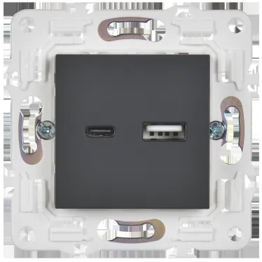 SKANDY Розетка USB A+C 18Вт SK-R13G графит IEK