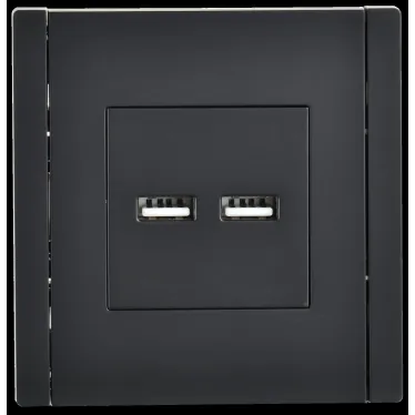 FORTE@PIANO Розетка USB A+A 3,1А FP149 черный IEK