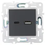 SKANDY Розетка USB A+C 3,1А SK-R14T титан IEK