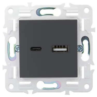 SKANDY Розетка USB A+C 3,1А SK-R14T титан IEK