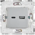 SKANDY Розетка USB A+C 18Вт SK-R13S серебряный IEK