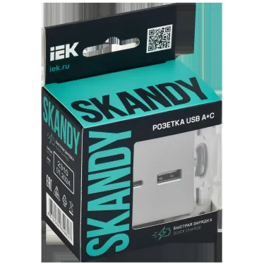 SKANDY Розетка USB A+C 18Вт SK-R13S серебряный IEK