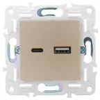 SKANDY Розетка USB A+C 3,1А SK-R14Sh шампань IEK
