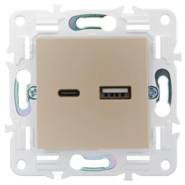 SKANDY Розетка USB A+C 3,1А SK-R14Sh шампань IEK