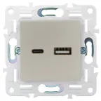 SKANDY Розетка USB A+C 18Вт SK-R13Sa песочный IEK