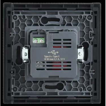 FORTE@PIANO Розетка USB A+C 18Вт FP151 черный IEK