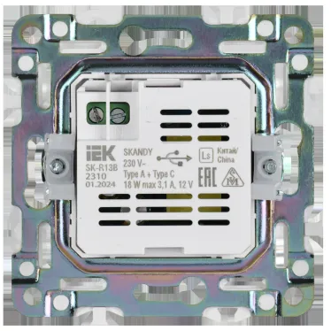 SKANDY Розетка USB A+C 18Вт SK-R13G графит IEK