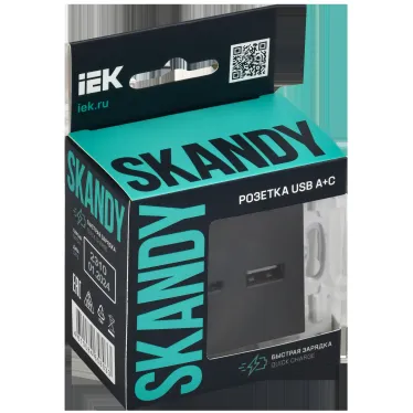 SKANDY Розетка USB A+C 18Вт SK-R13G графит IEK