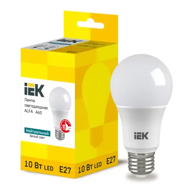 Лампа LED ALFA A60 груша 10Вт 230В 4000К E27 (6шт) IEK