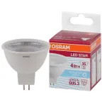                  Лампа светодиодная LED 4Вт GU5.3 5000К 300лм 230V CL MR16 (замена 35Вт) OSRAM LS
               
