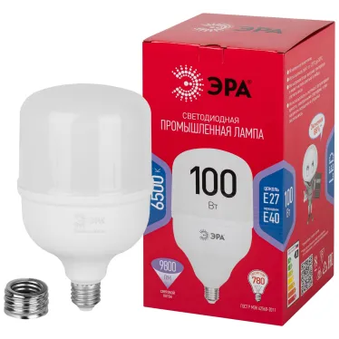 Лампа светодиодная LED 100 Вт 9800Лм 6500К T140 холодный E27/E40 (переходник) 150-275В LED POWER T140-100W-6500-E27/E40 Red Line
